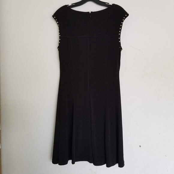 Calvin Klein Black A-Line Silver Studded Shift Cap Sleeve Knee Length Dress Sm - Picture 8 of 14
